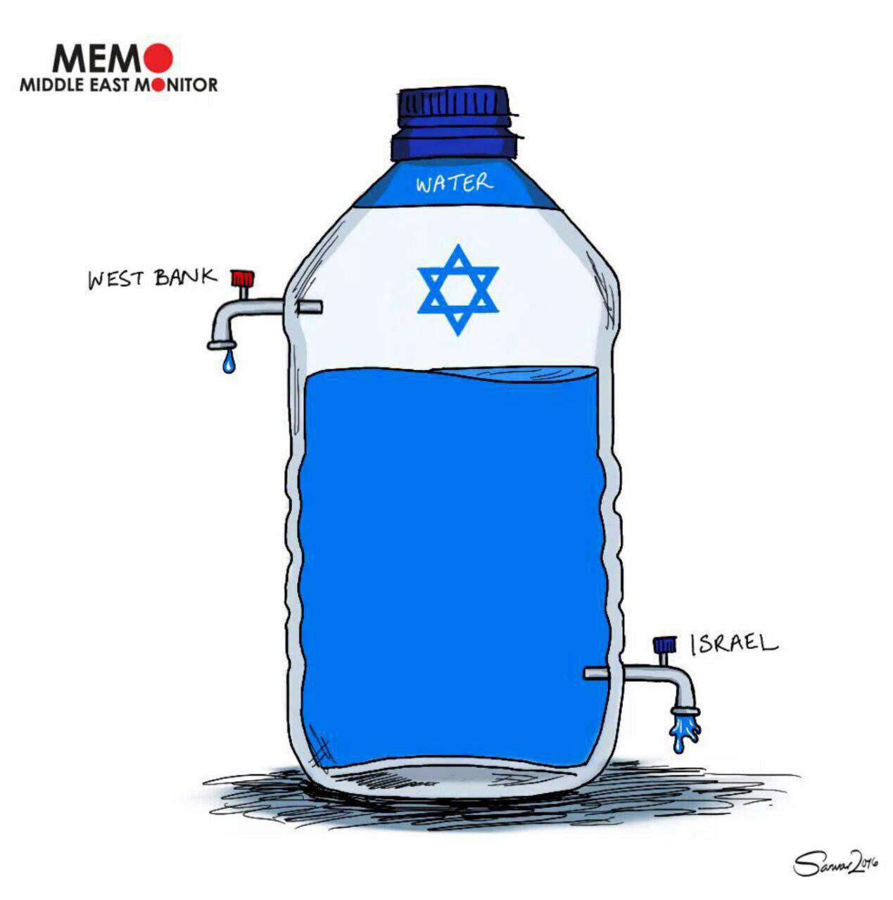 اسرائیل آب را در مناطق فلسطینی نشین جیره بندی کرده است، هر فلسطینی ۶۰ لیتر و هر اسراییل ۳۶۰ لیتر آب در روز